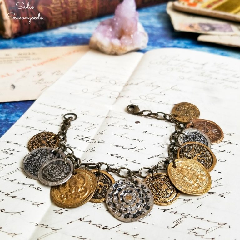 DIY Charm Bracelet with Rhinestone Buttons or Vintage Buttons