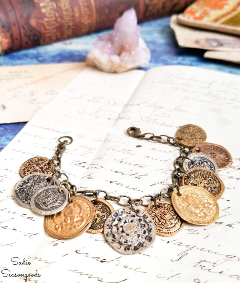 Coin Bracelet or Gypsy Jewelry from Vintage Metal Buttons