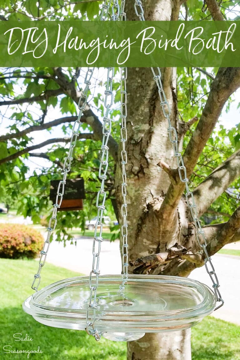 DIY Hanging Bird Bath from the Thrift Store!