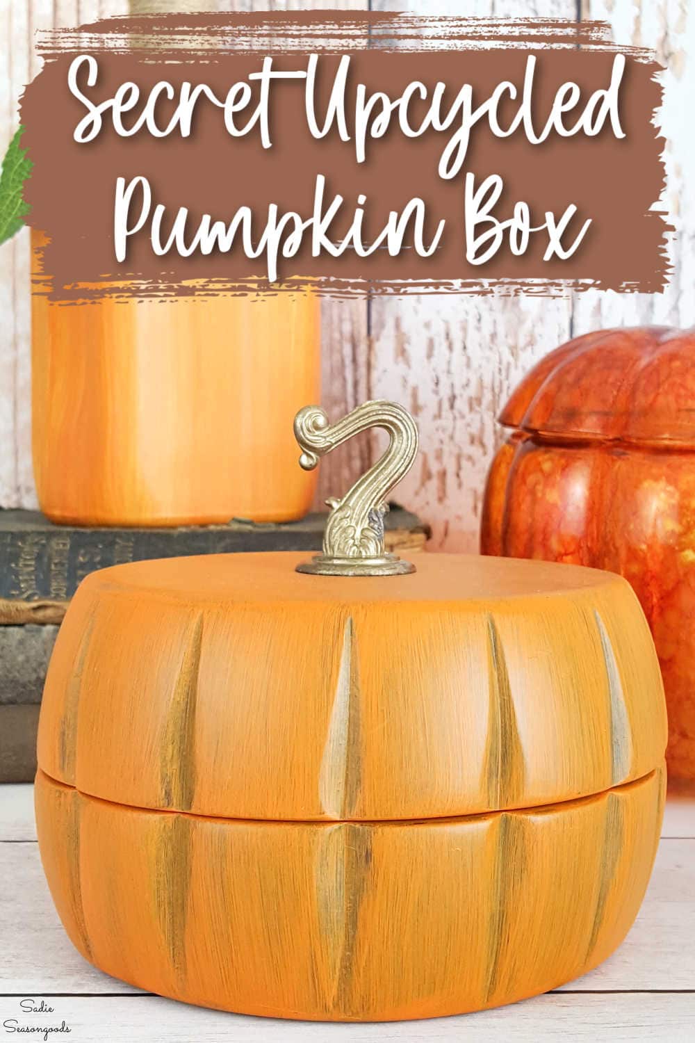 wood pumpkin box from vintage salad bowls