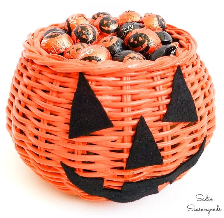 Halloween Candy Basket as an Easy DIY Jack-o-Lantern