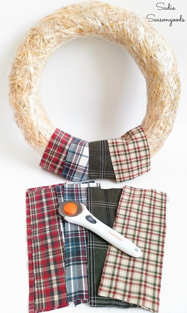 Plaid Christmas Wreath from Recycled Flannel Shirts