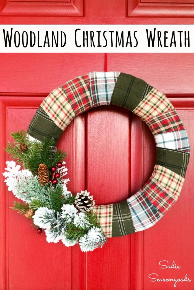 Plaid Christmas Wreath from Recycled Flannel Shirts