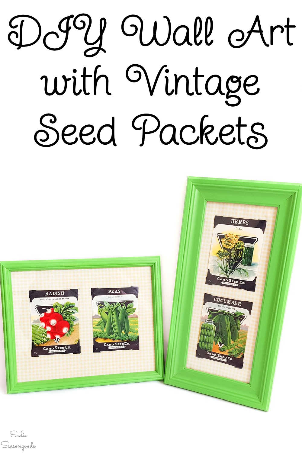 kitchen wall art with vintage seed packets