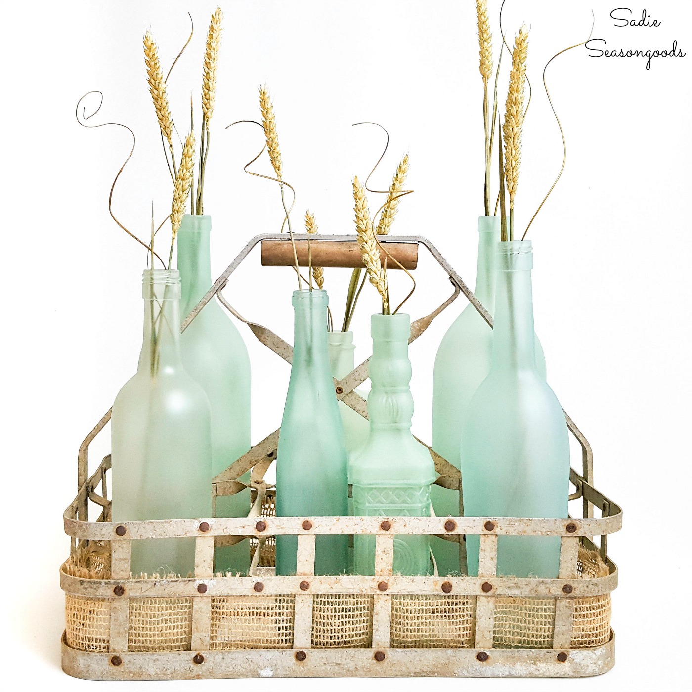 Recycled Glass Bottles, Vases & Jars with Sea Glass Spray Paint
