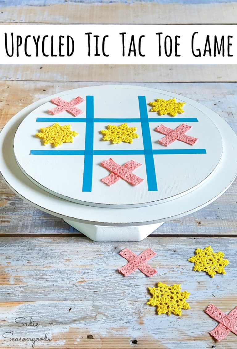 Upcycling a Wooden Cake Stand into a Tic Tac Toe Game Board