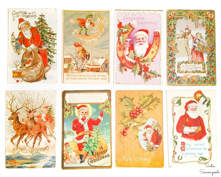 Displaying Vintage Christmas Postcards in a Rotating Photo Frame