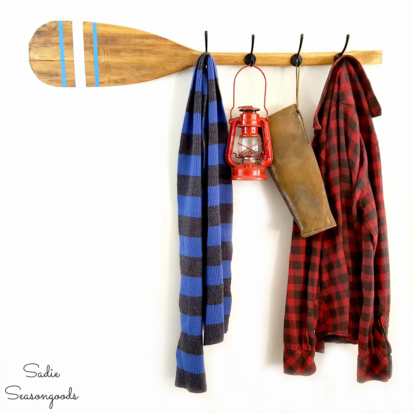 Oar / Wooden Paddle as a Rustic Coat Rack and Nautical ...