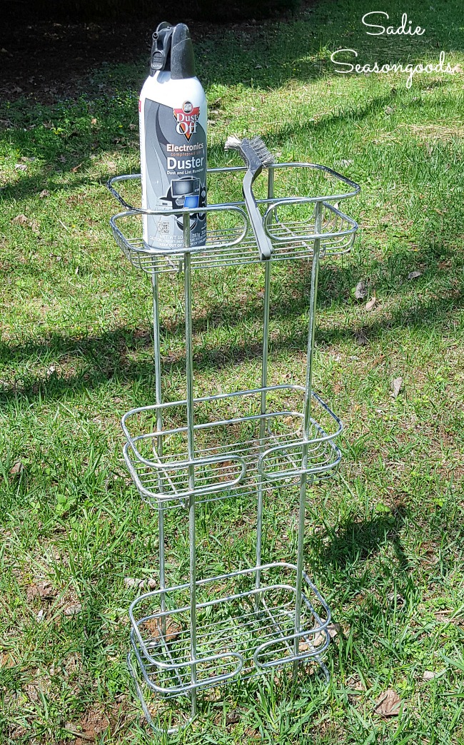https://www.sadieseasongoods.com/wp-content/uploads/2017/04/Cleaning-a-standing-shower-caddy-with-a-wire-brush-before-spray-painting-metal.jpg