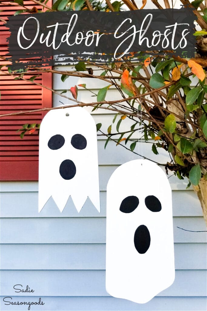 Outdoor Ghost Decorations from Repurposed Ceiling Fan Blades