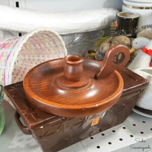 Chamberstick as a Tabletop Tree Stand and Christmas Candy Dish