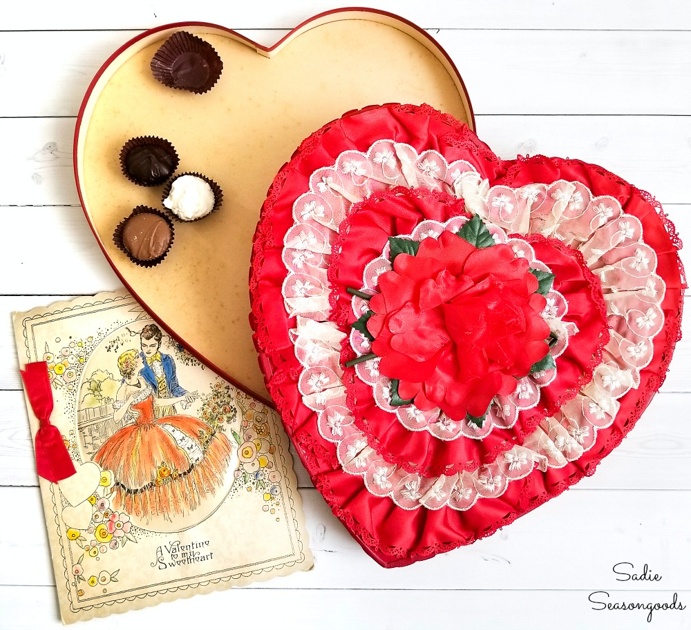 Frilly, Vintage Heart-Shaped Valentine Candy Boxes