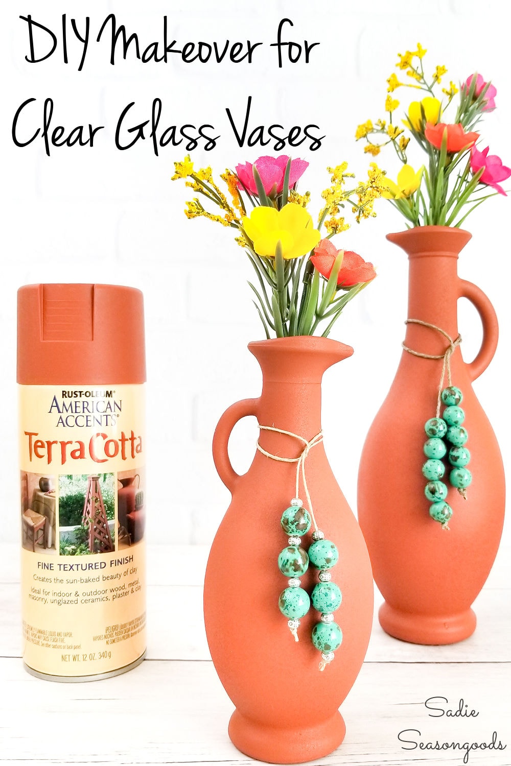 Terracotta Spray Paint on Glass Vases for Easy, Thrifty Decor