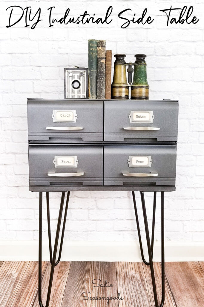 Industrial Side Table or Industrial End Table from VHS Storage