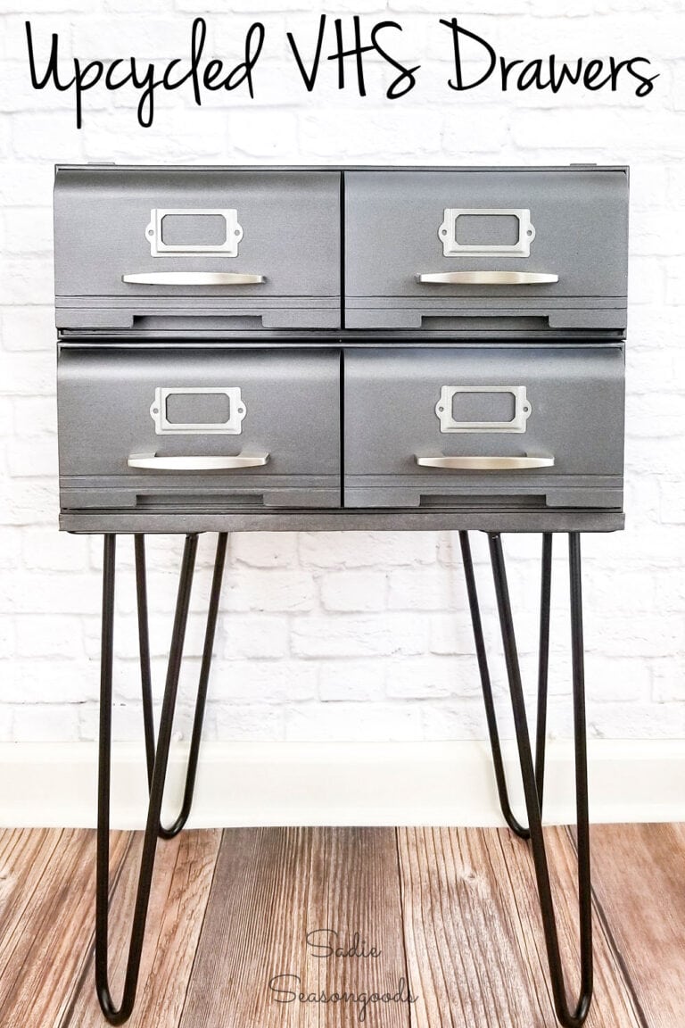 Industrial Side Table or Industrial End Table from VHS Storage