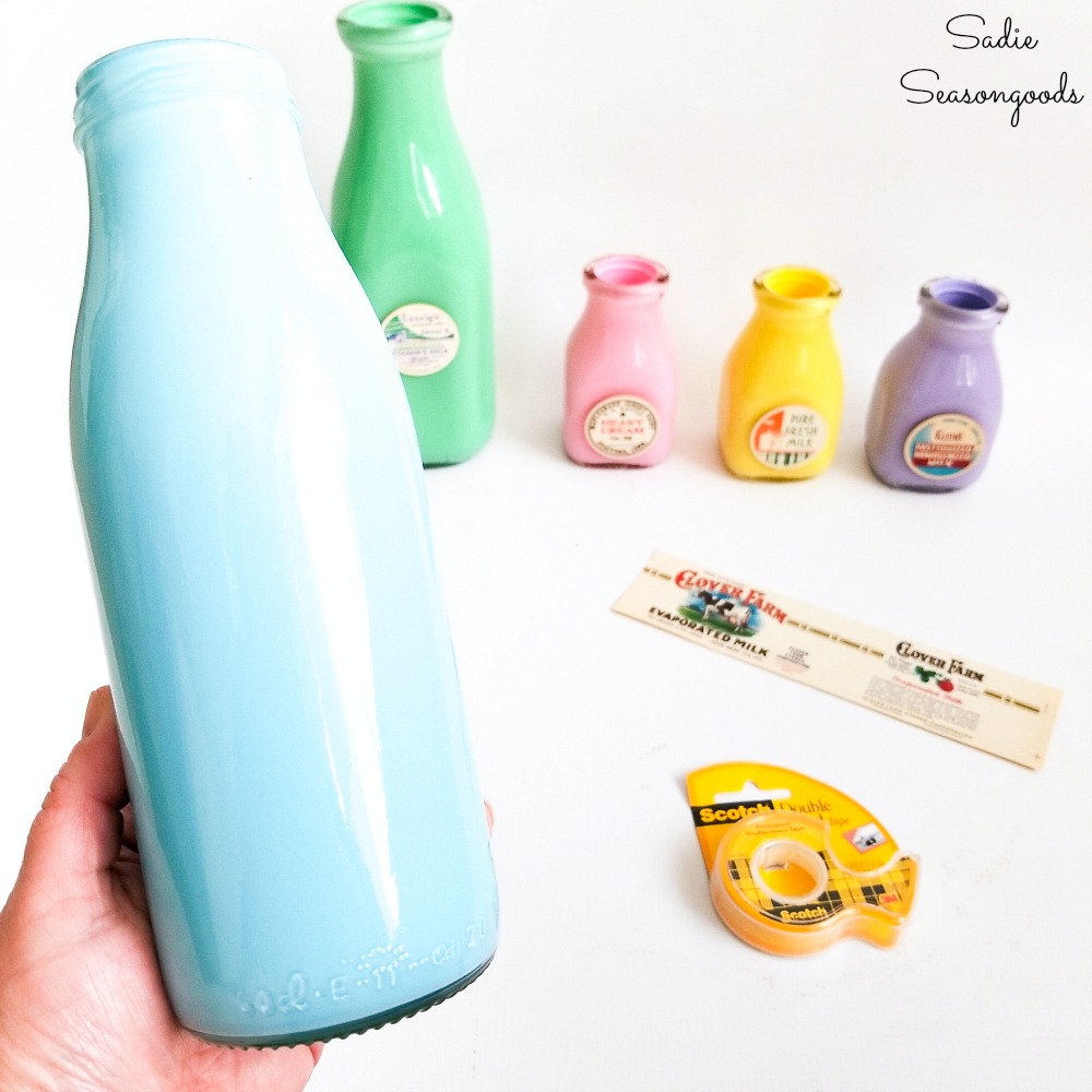 Vintage Milk Glass Colorful Water Bottle 