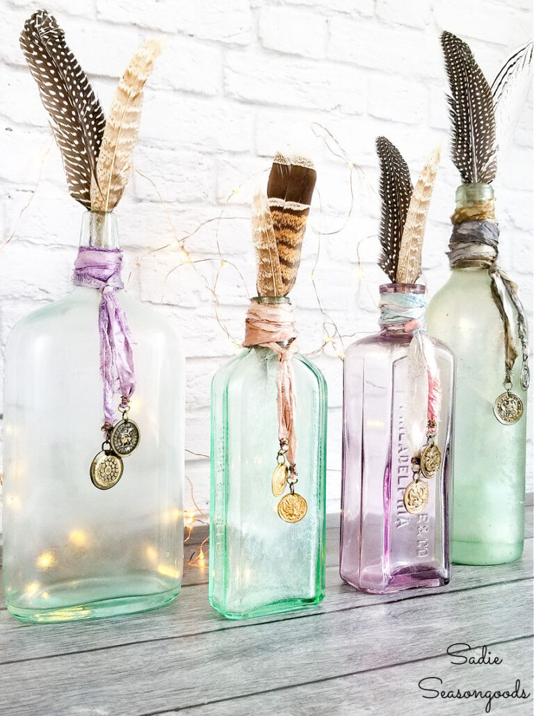 DIY Boho Decor with Bottle Charms from Metal Buttons