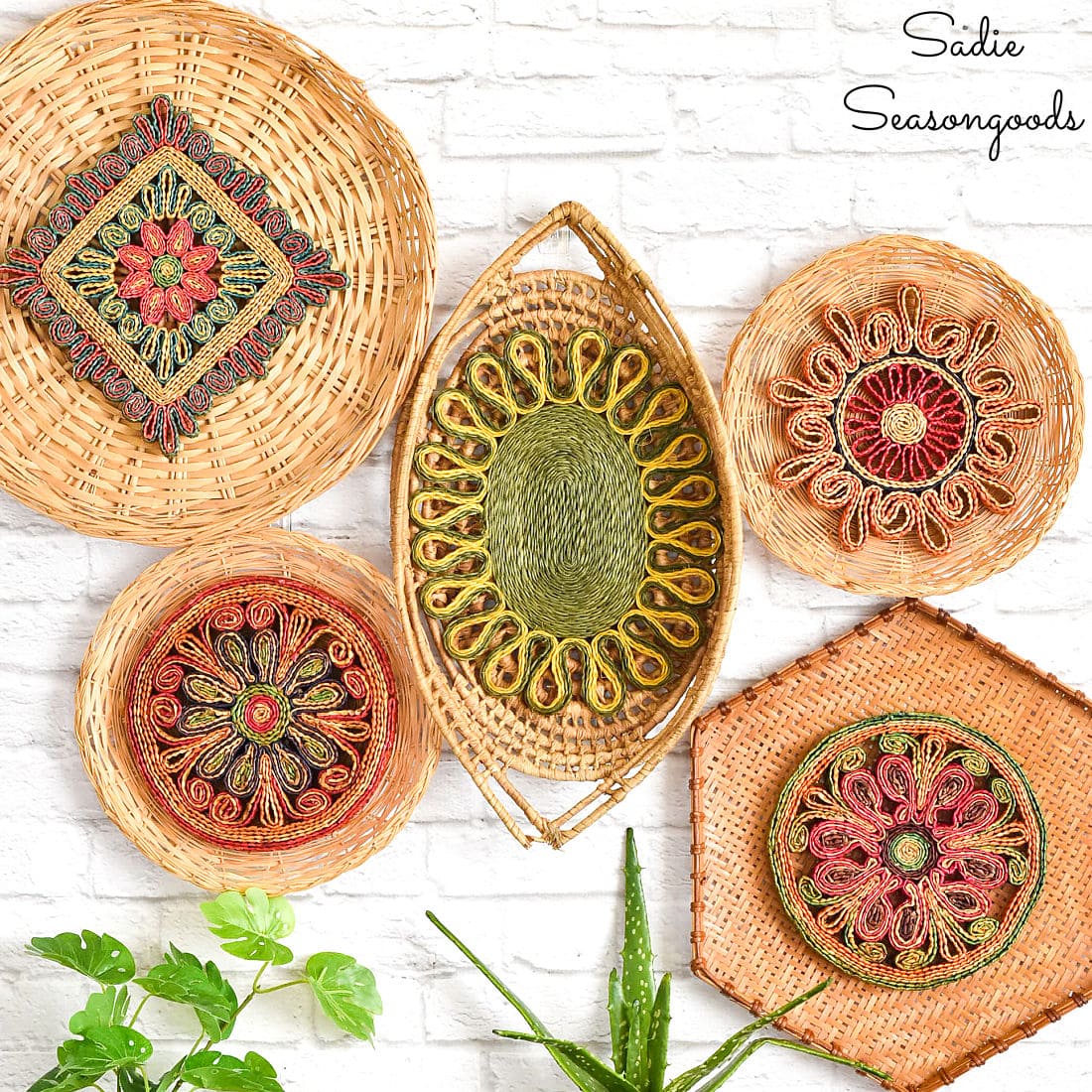 Basket Wall Decor with Bohemian Design from the Thrift Store