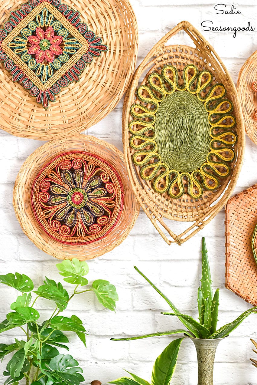 Basket Wall Decor with Bohemian Design from the Thrift Store