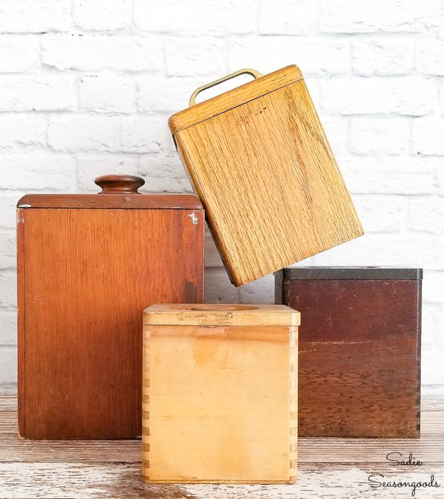 Retro Canisters For Mid Century Modern Kitchen Decor   Upcycling The Wooden Canisters Into Tea And Coffee Canisters For A Retro Kitchen 911x1024 