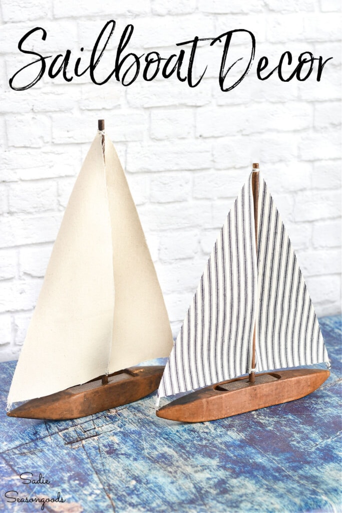 Sailboat Decor from a Weaving Shuttle for Rustic Nautical Decor