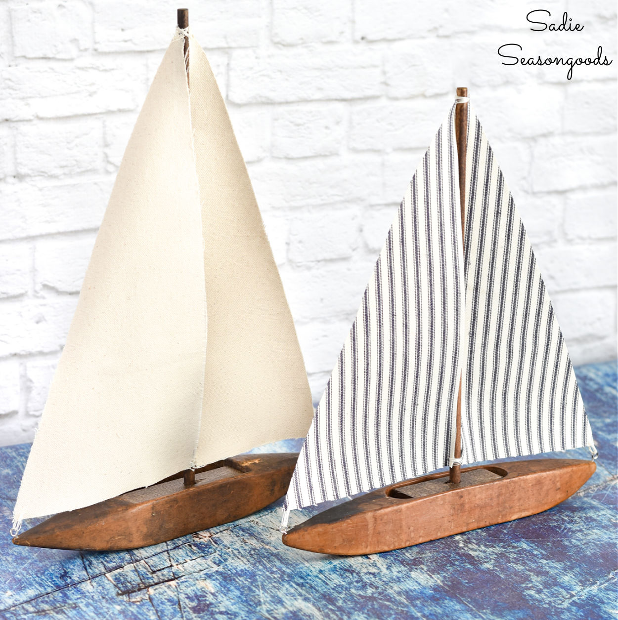Sailboat Decor from a Weaving Shuttle for Rustic Nautical Decor