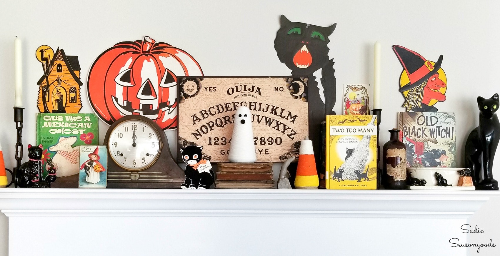 Decorating a Mantel with Vintage Halloween Decor