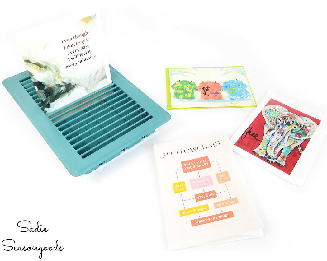 greeting card organizer from a vent register