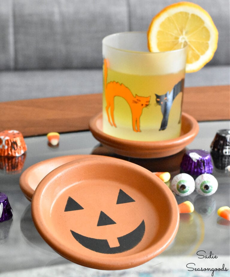 Pumpkin Coasters for Halloween from Terracotta Plant Saucers