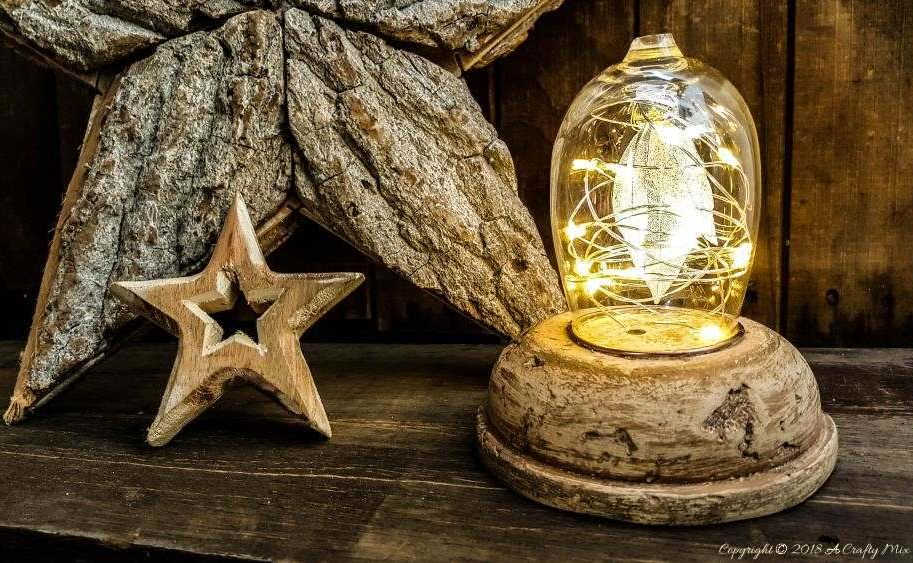 fairy lights with a concrete base