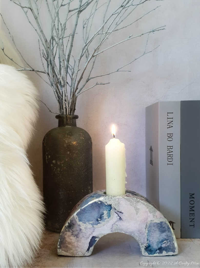 modern candleholder made from concrete