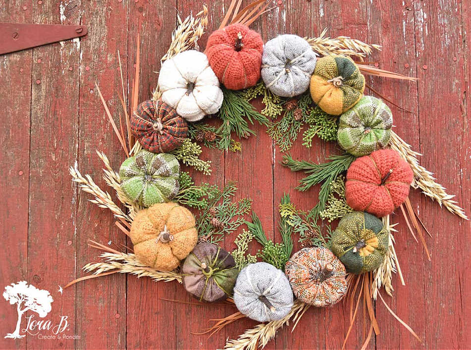 fabric pumpkin wreath