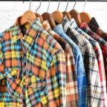 flannel shirts on a rack
