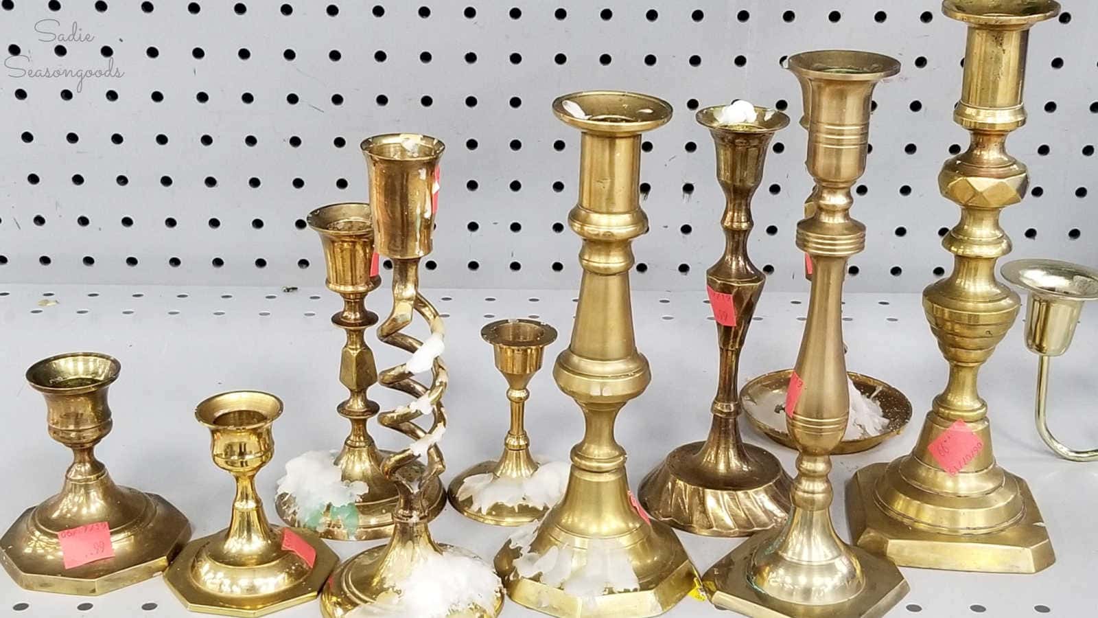 Lot of Brass Candlesticks Vintage Brass Candle Holders