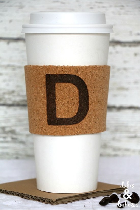 diy coffee sleeve made from cork