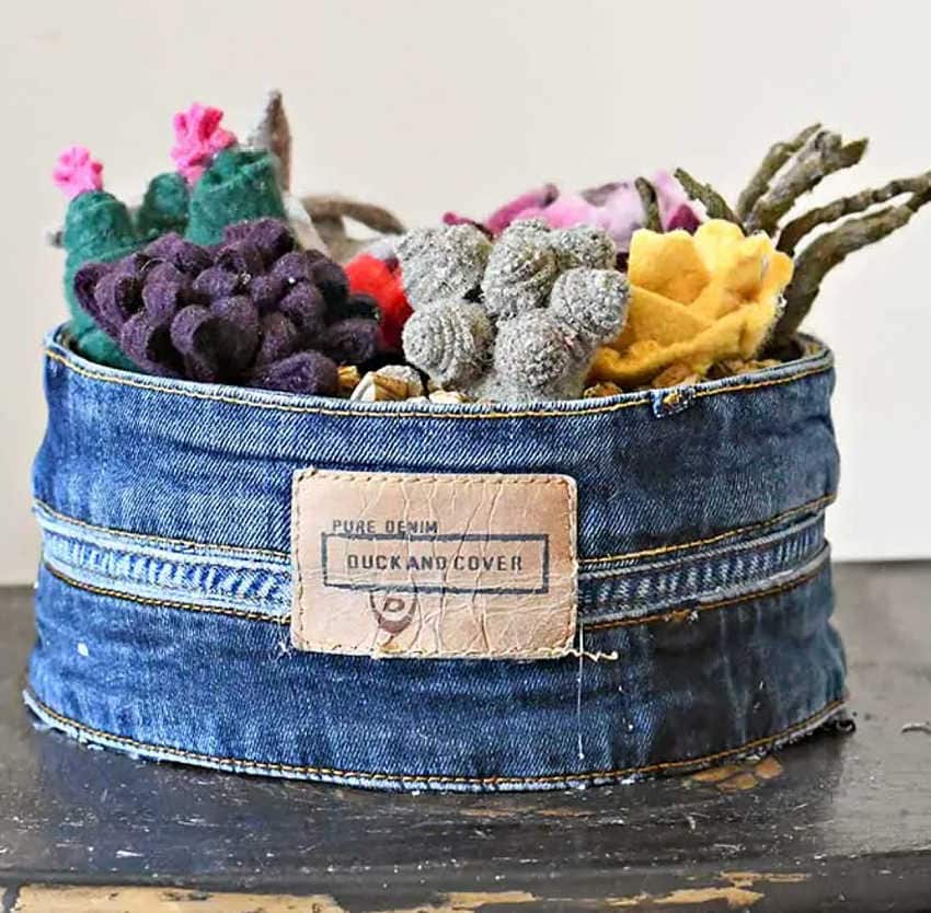 upcycling wool sweaters into succulents