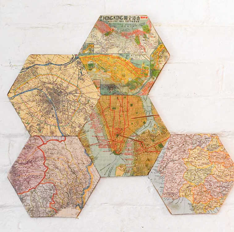covering cork tiles with maps
