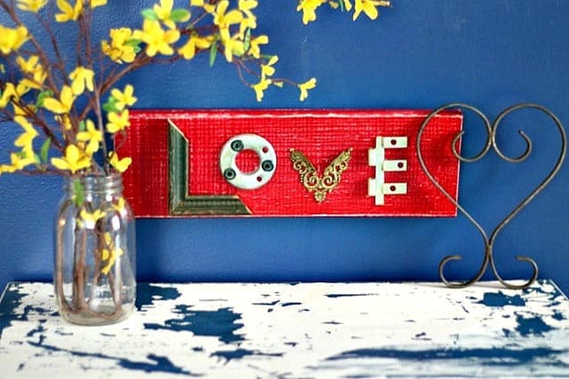 assemblage sign for valentine's day