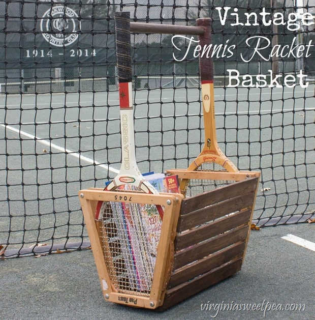 making a magazine rack with vintage tennis rackets