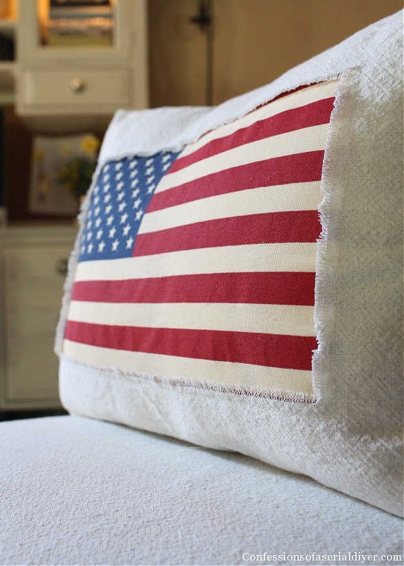 diy dropcloth pillow with american flag