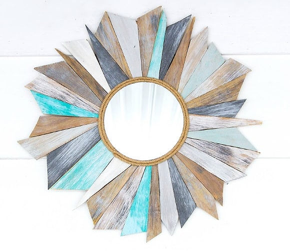 sunburst mirror in coastal colors