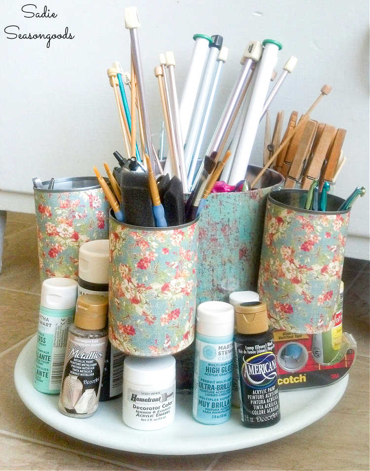 craft organizer on a lazy susan