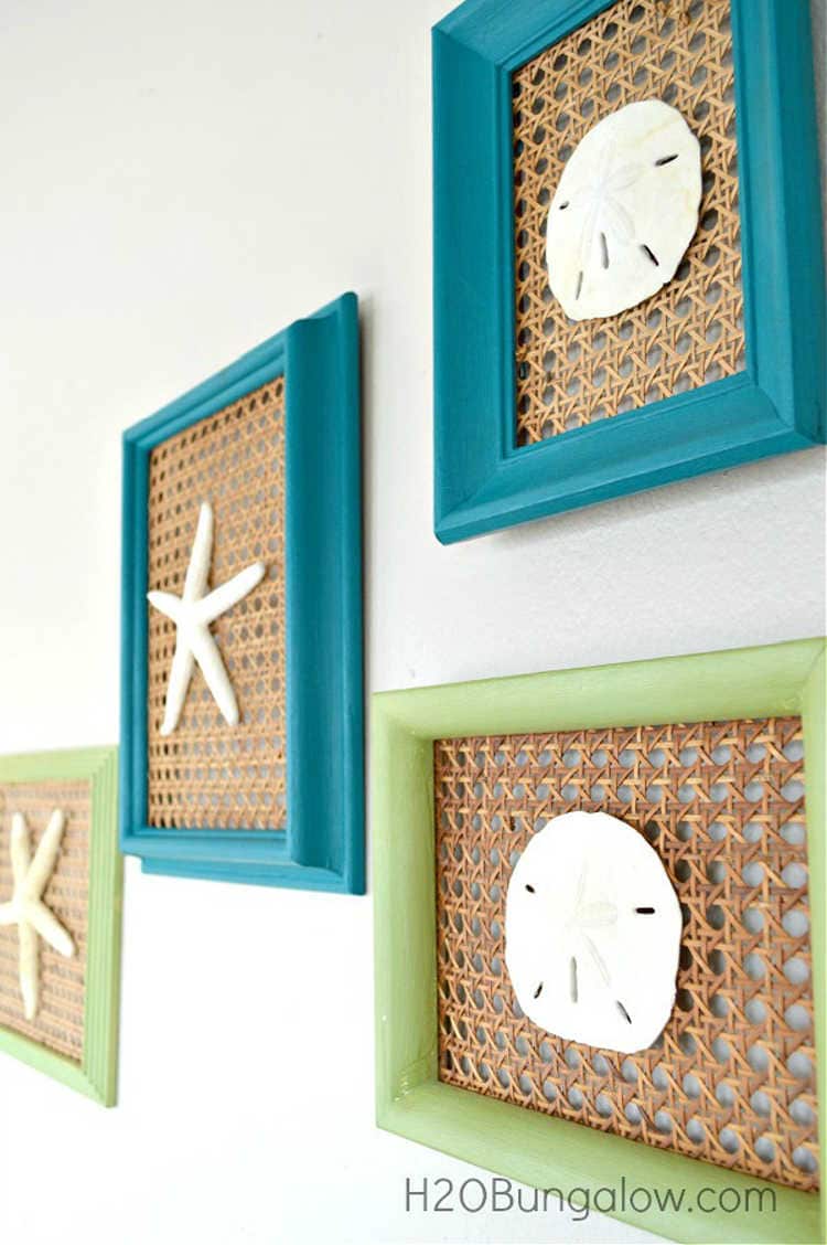 coastal wall decor with pressed cane