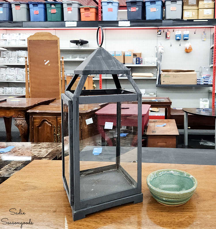 plain black lantern for upcycling