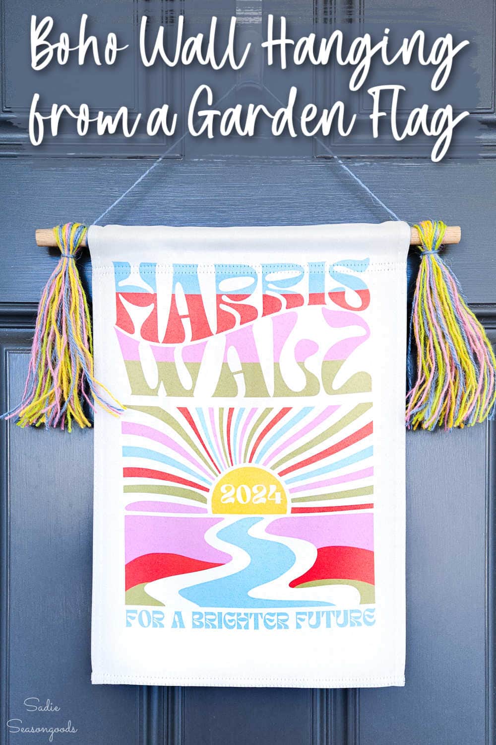 how to make a boho wall hanging from a harris walz flag