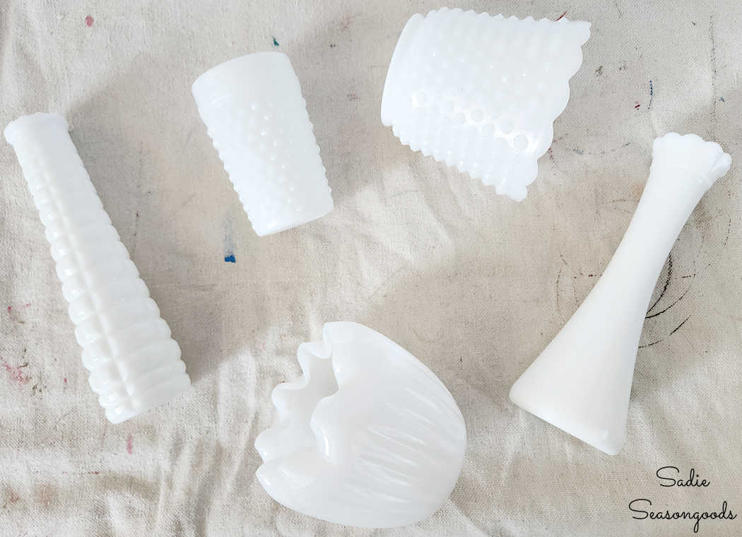 halloween craft project with milk glass vases