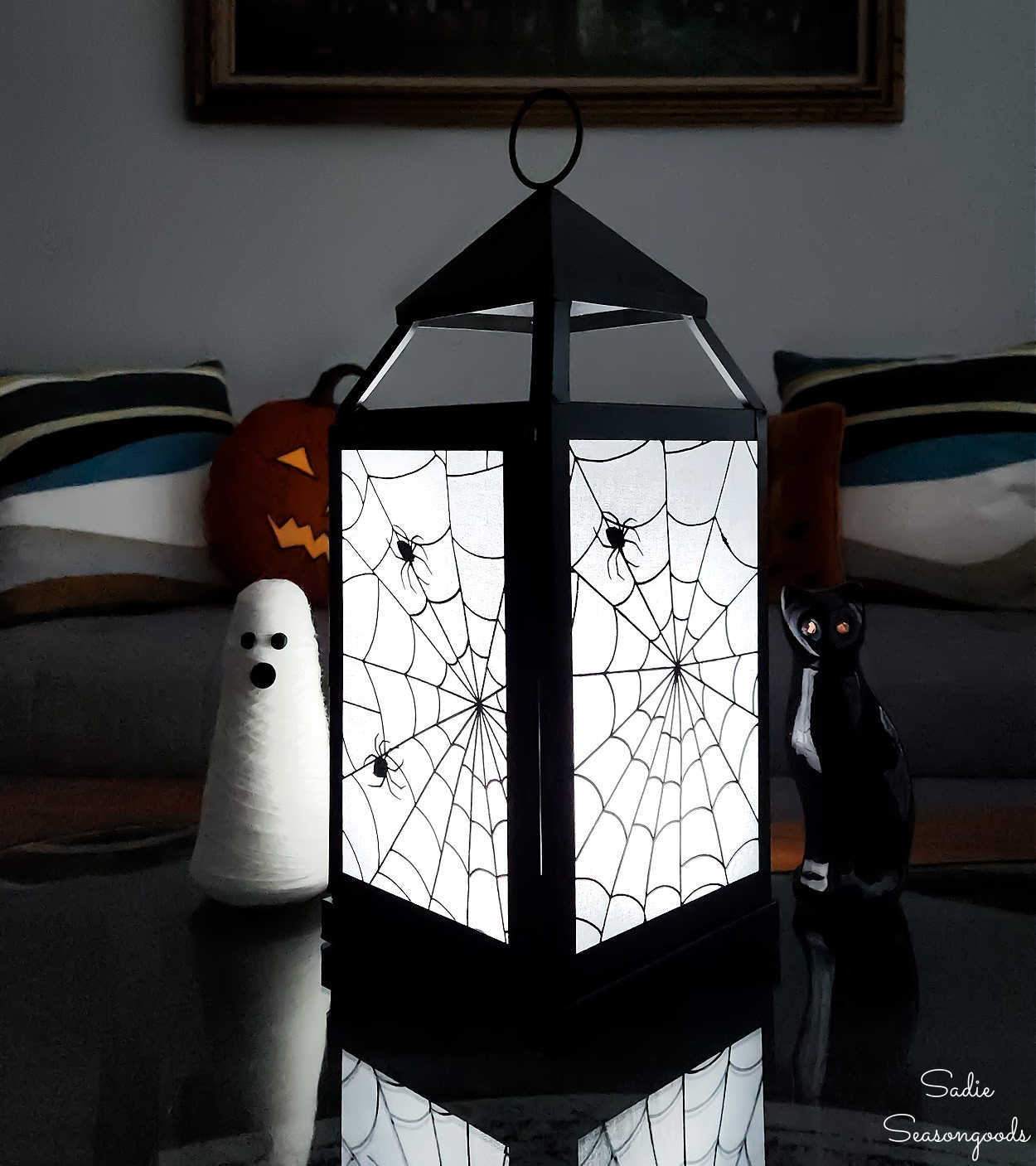 Spooky Lantern and Spider Web Decoration