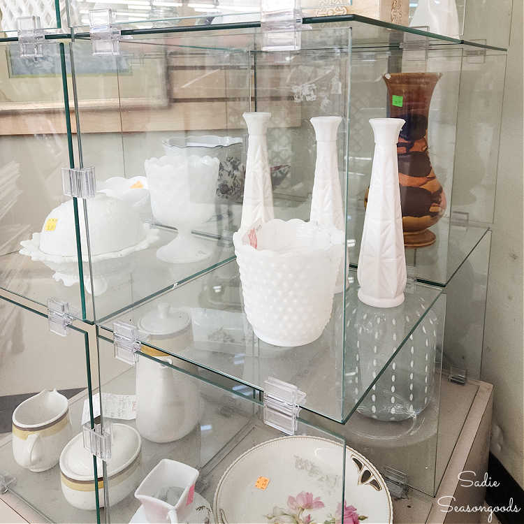 shopping for milk glass vases that could look like ghosts