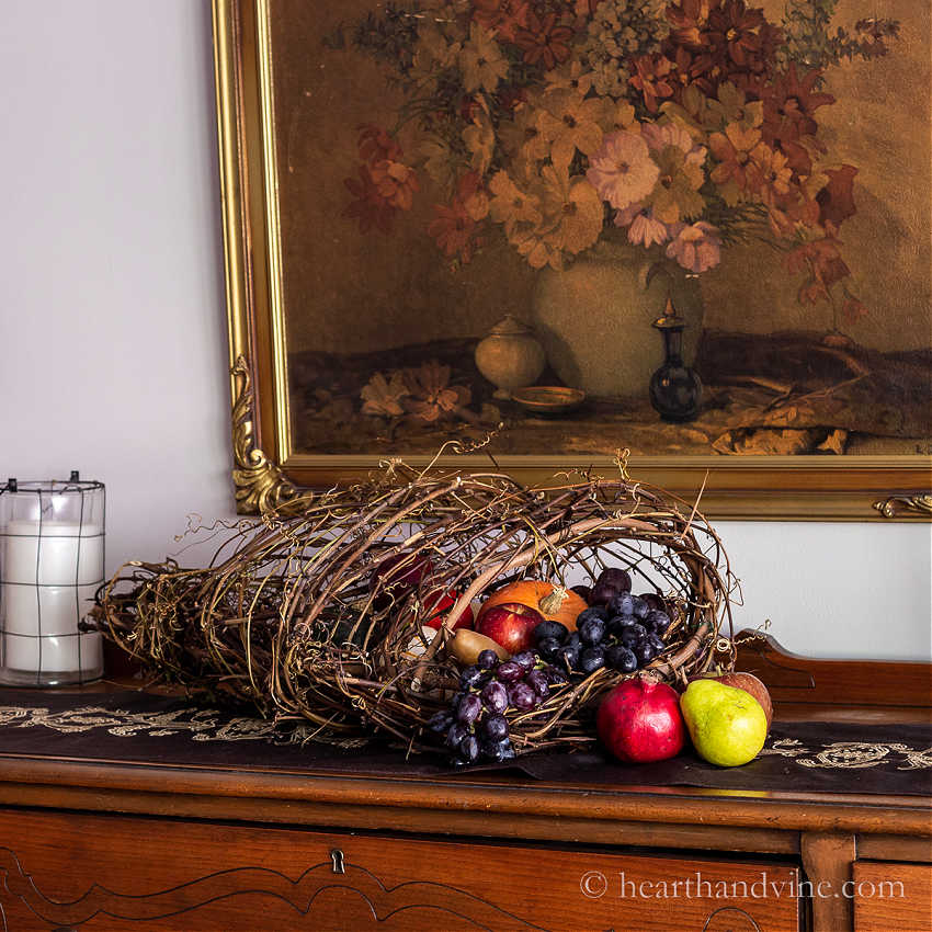 cornucopia made from grapevines