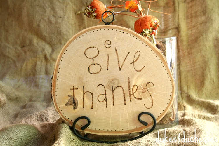 wood burned thanksgiving sign